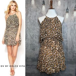 DV by Dolce Vita Lakota tiered mini-dress in leopard, size Medium